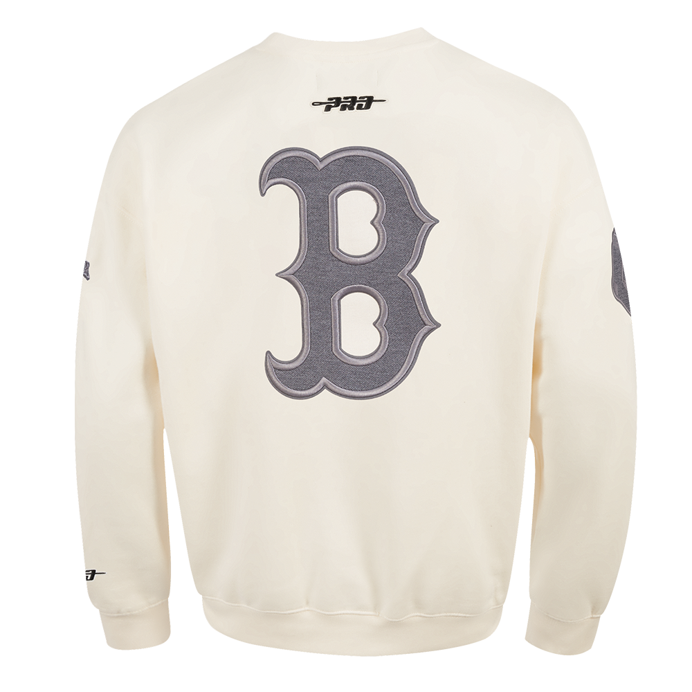 Pro Standard Men's MLB Boston Red Sox Reverse French Terry Drop Shoulder Fleece Crewneck - Eggshell - EGGSHELL