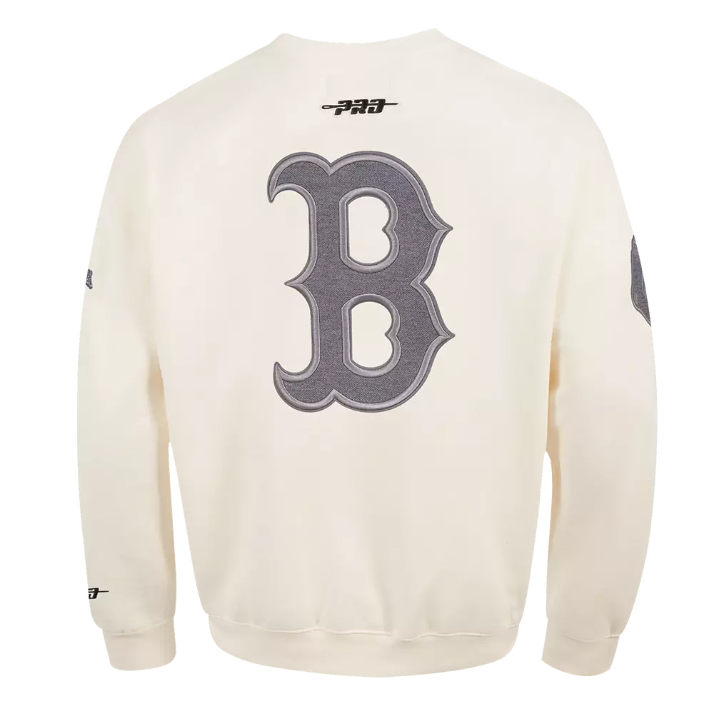 Pro Standard Men's MLB Boston Red Sox Reverse French Terry Drop Shoulder Fleece Crewneck - Eggshell - EGGSHELL