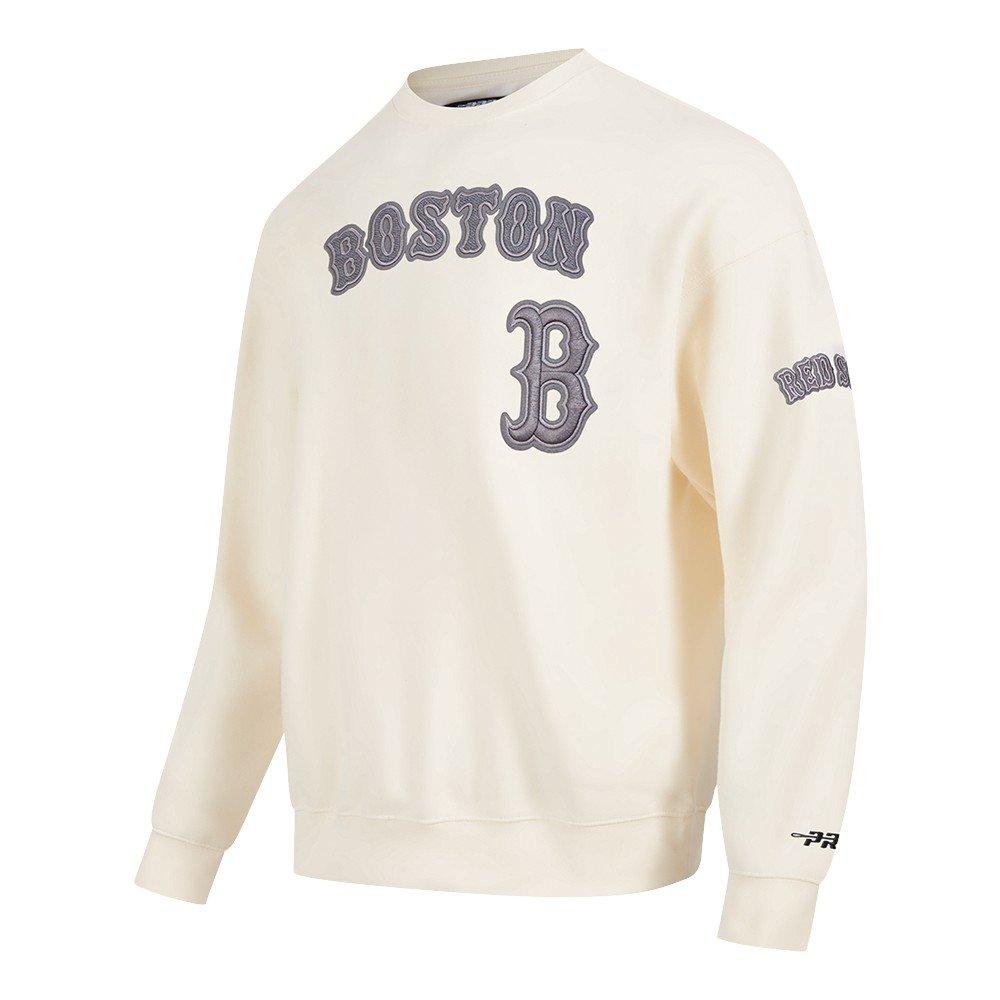 Pro Standard Men's MLB Boston Red Sox Reverse French Terry Drop Shoulder Fleece Crewneck - Eggshell - EGGSHELL