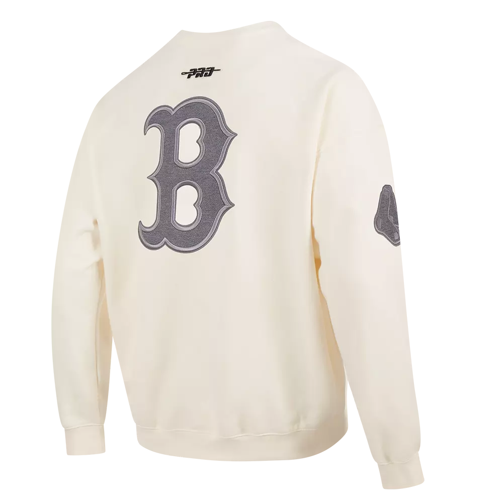 Pro Standard Men's MLB Boston Red Sox Reverse French Terry Drop Shoulder Fleece Crewneck - Eggshell - EGGSHELL