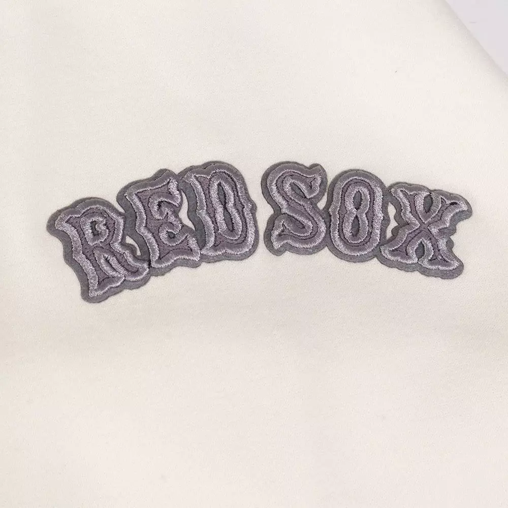 Pro Standard Men's MLB Boston Red Sox Reverse French Terry Drop Shoulder Fleece Crewneck - Eggshell - EGGSHELL
