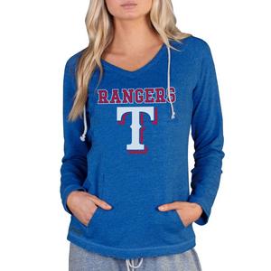 College Concepts Women's Mainstream Terry Long Sleeve Texas Rangers Hoodie Top -Royal