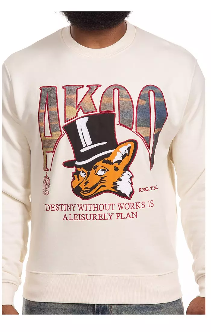 AKOO Men's Slick Fleece Sweatshirt - WHITE