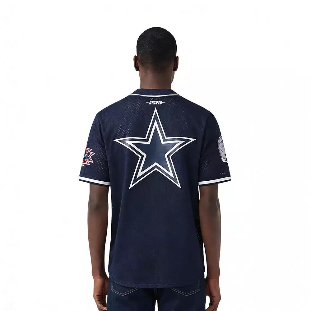 Pro Standard Men's NFL Dallas Cowboys Logo Classic Mesh Button Down Jersey - Navy - NAVY