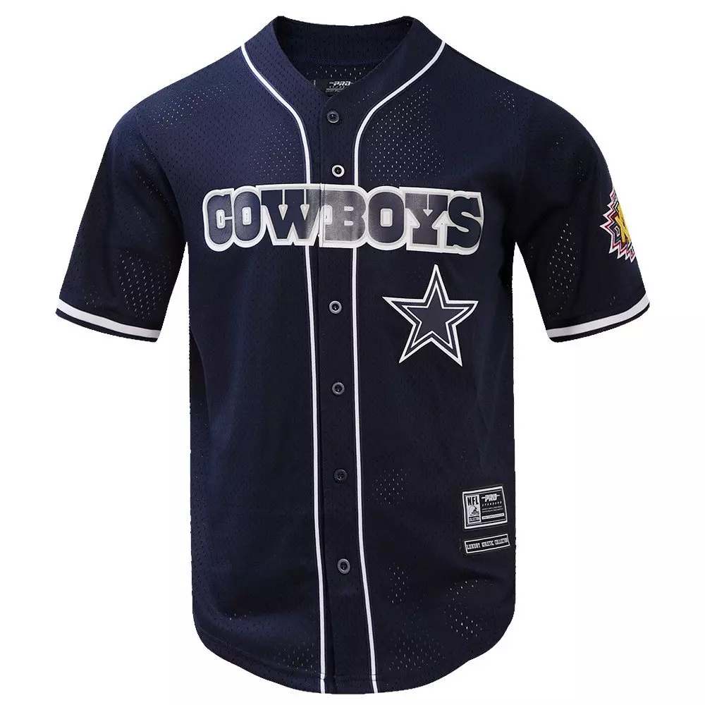 Pro Standard Men's NFL Dallas Cowboys Logo Classic Mesh Button Down Jersey - Navy - NAVY