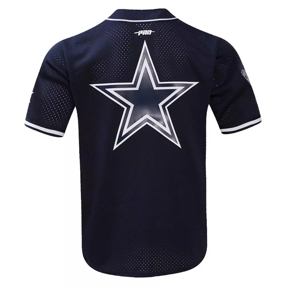 Pro Standard Men's NFL Dallas Cowboys Logo Classic Mesh Button Down Jersey - Navy - NAVY