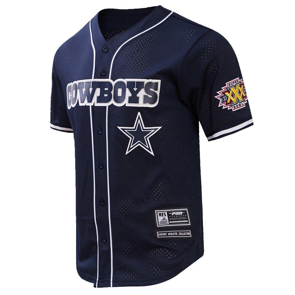 Pro Standard Men's NFL Dallas Cowboys Logo Classic Mesh Button Down Jersey - Navy - NAVY