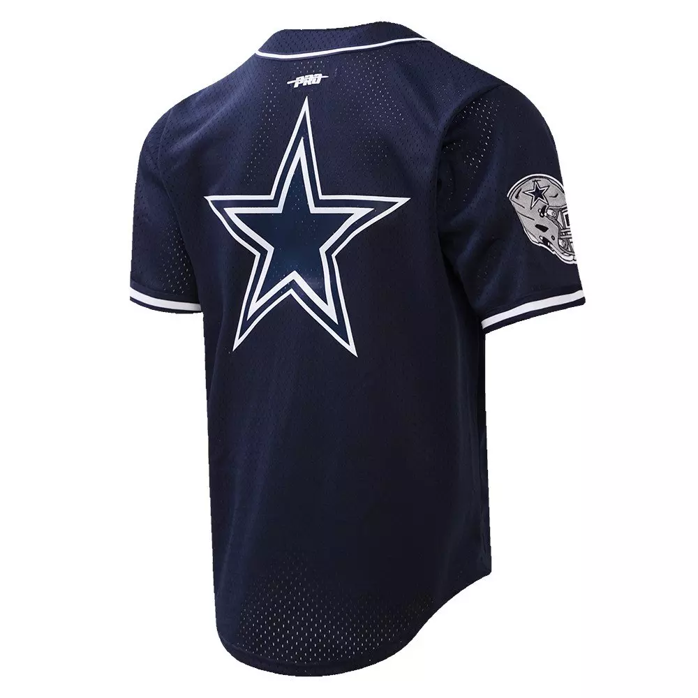 Pro Standard Men's NFL Dallas Cowboys Logo Classic Mesh Button Down Jersey - Navy - NAVY