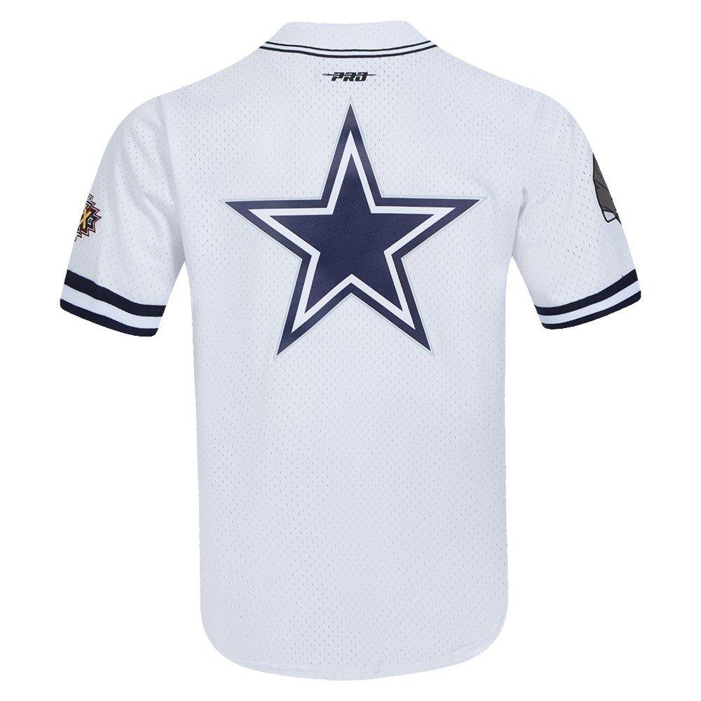 Pro Standard Men's NFL Dallas Cowboys Logo Classic Mesh Button Down Shirt - White/Navy - WHITE/NAVY