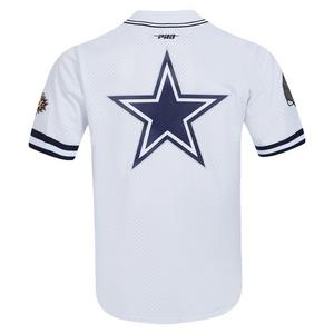 Pro Standard Men's NFL Dallas Cowboys Logo Classic Mesh Button Down Shirt - White/Navy - WHITE/NAVY