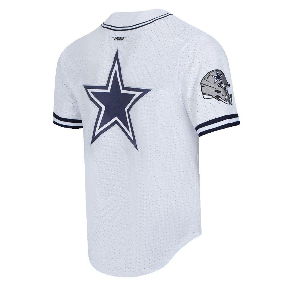 Pro Standard Men's NFL Dallas Cowboys Logo Classic Mesh Button Down Shirt - White/Navy - WHITE/NAVY