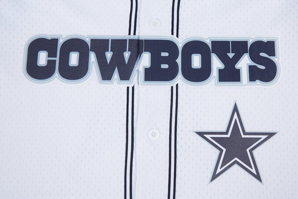 Pro Standard Men's NFL Dallas Cowboys Logo Classic Mesh Button Down Shirt - White/Navy - WHITE/NAVY