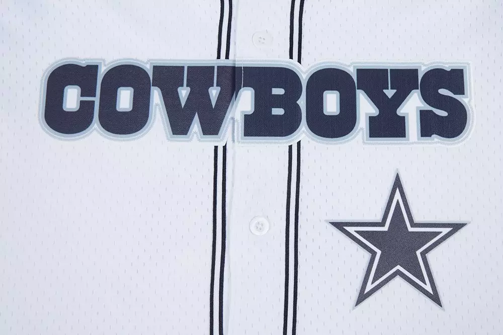 Pro Standard Men's NFL Dallas Cowboys Logo Classic Mesh Button Down Shirt - White/Navy - WHITE/NAVY