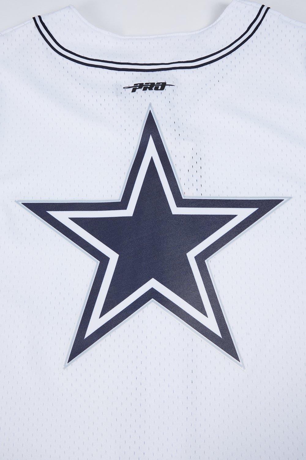 Pro Standard Men's NFL Dallas Cowboys Logo Classic Mesh Button Down Shirt - White/Navy - WHITE/NAVY