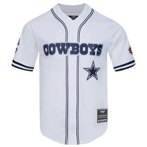 Pro Standard Men's NFL Dallas Cowboys Logo Classic Mesh Button Down Shirt - White/Navy - WHITE/NAVY