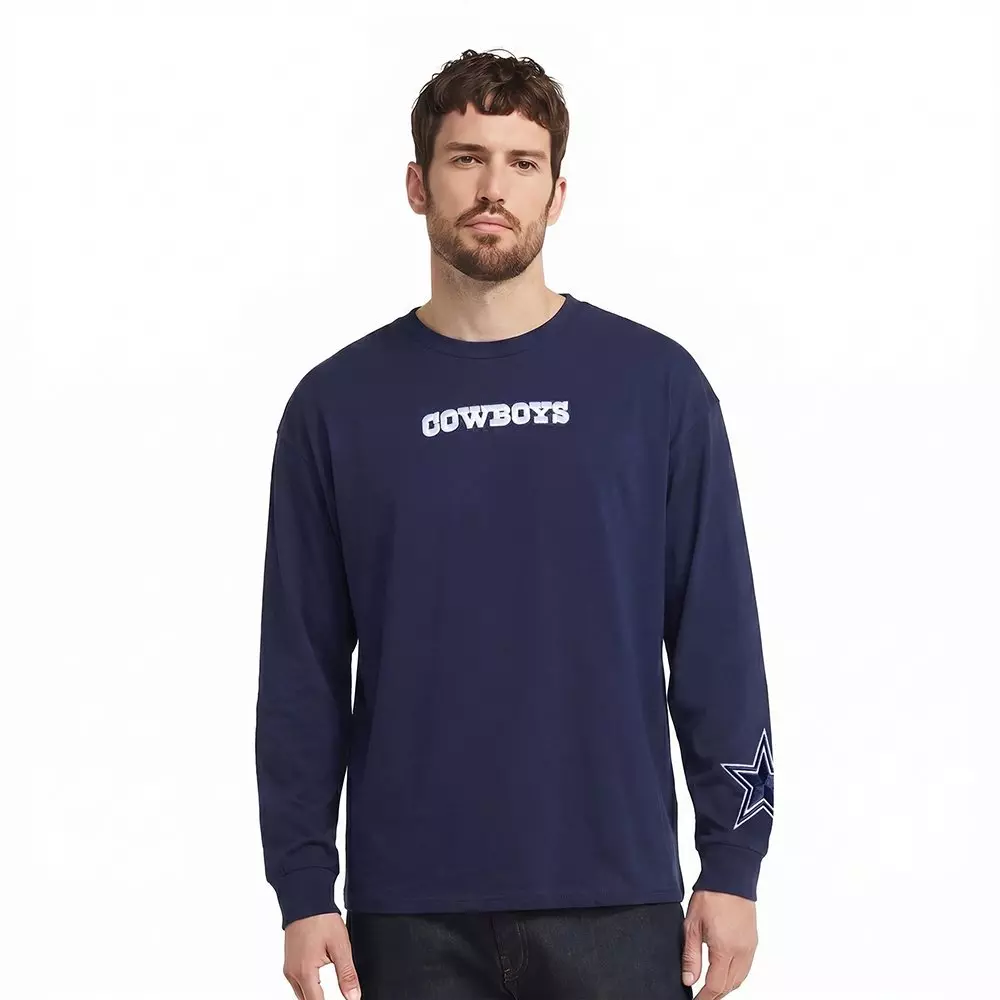 Pro Standard Men's NFL Dallas Cowboys Wingspan Drop Should Long Sleeve Tee - Navy - NAVY