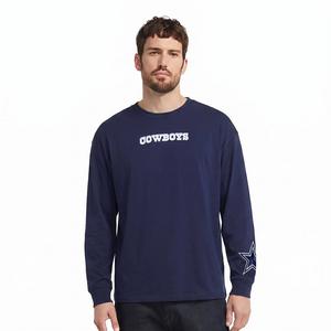 Pro Standard Men's NFL Dallas Cowboys Wingspan Drop Should Long Sleeve Tee - Navy - NAVY