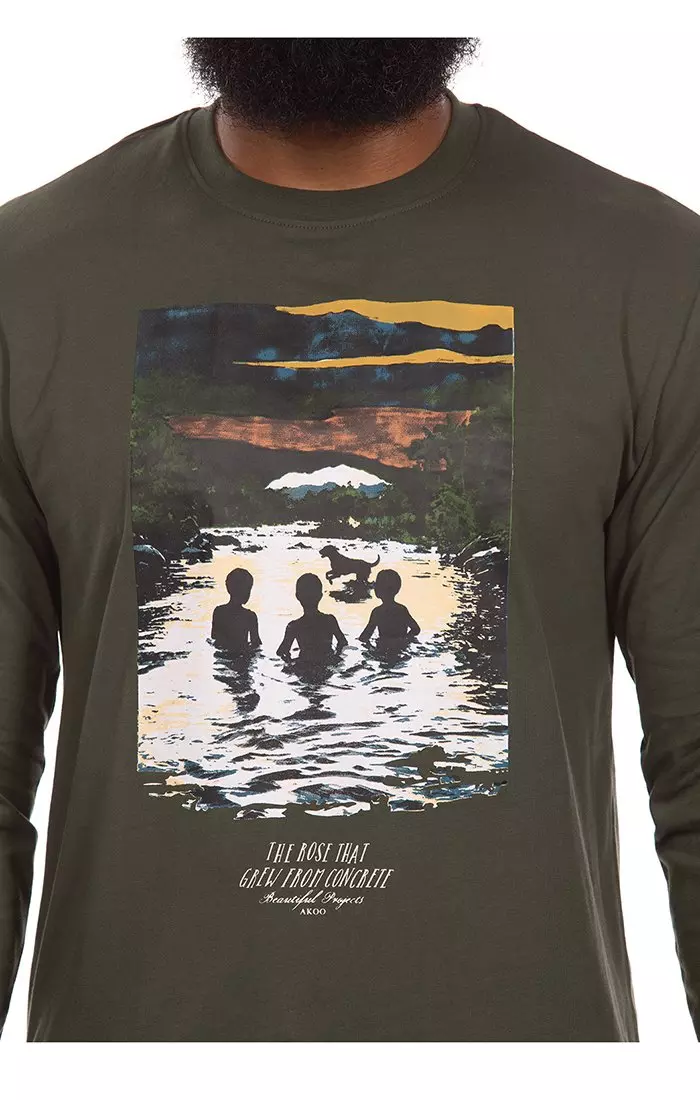 AKOO Men's Valley View Long Sleeve Knit T-Shirt - BLACK