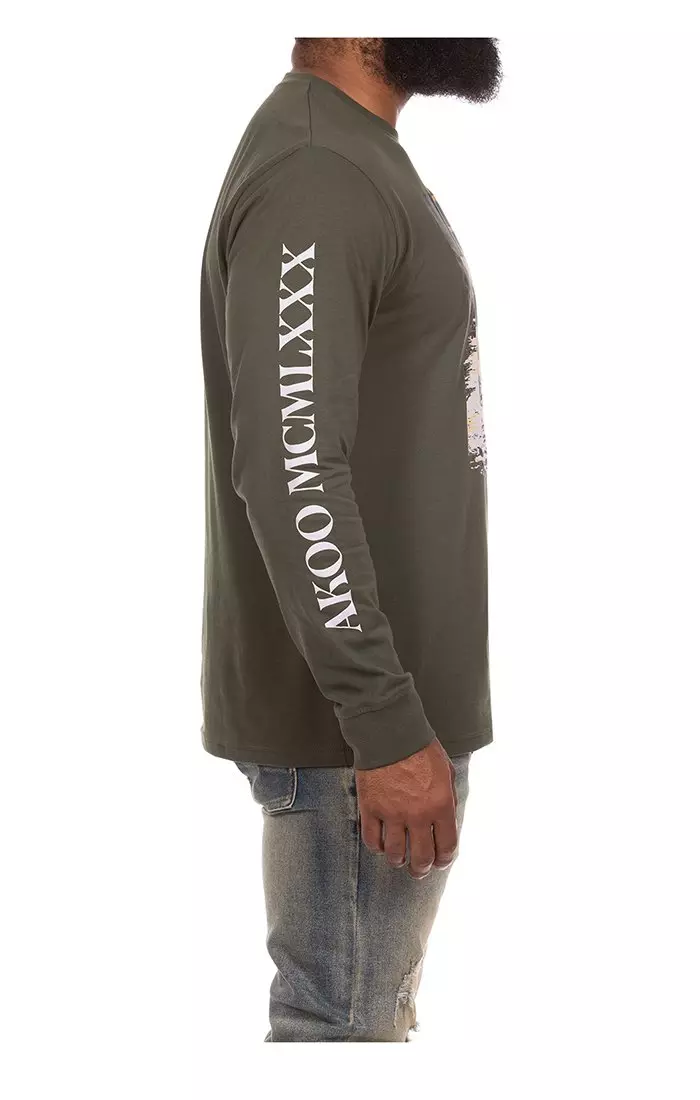 AKOO Men's Valley View Long Sleeve Knit T-Shirt - BLACK