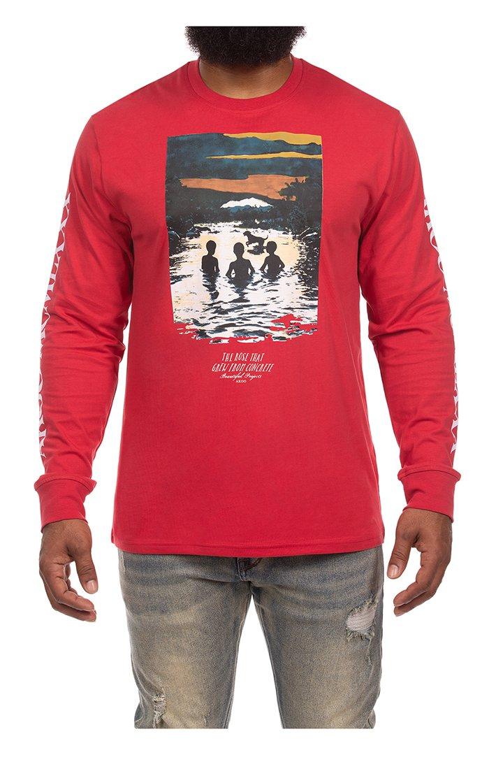 AKOO Men's Valley View Long Sleeve Knit T-Shirt - RED Thumbnail View 1