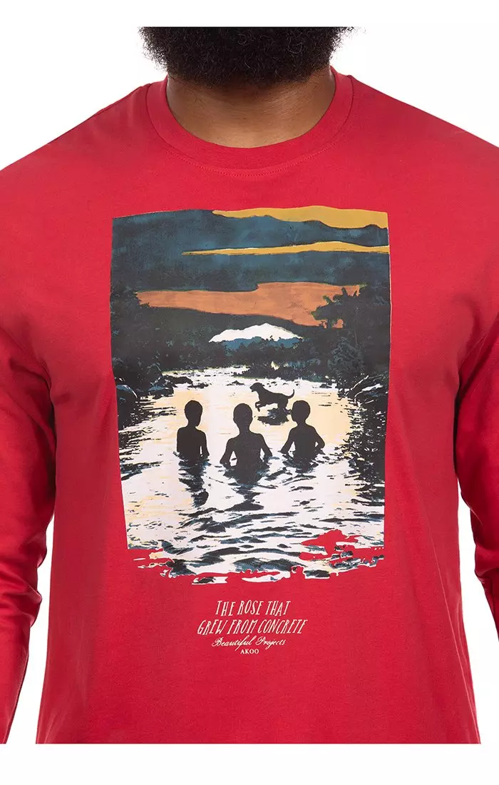 AKOO Men's Valley View Long Sleeve Knit T-Shirt - RED