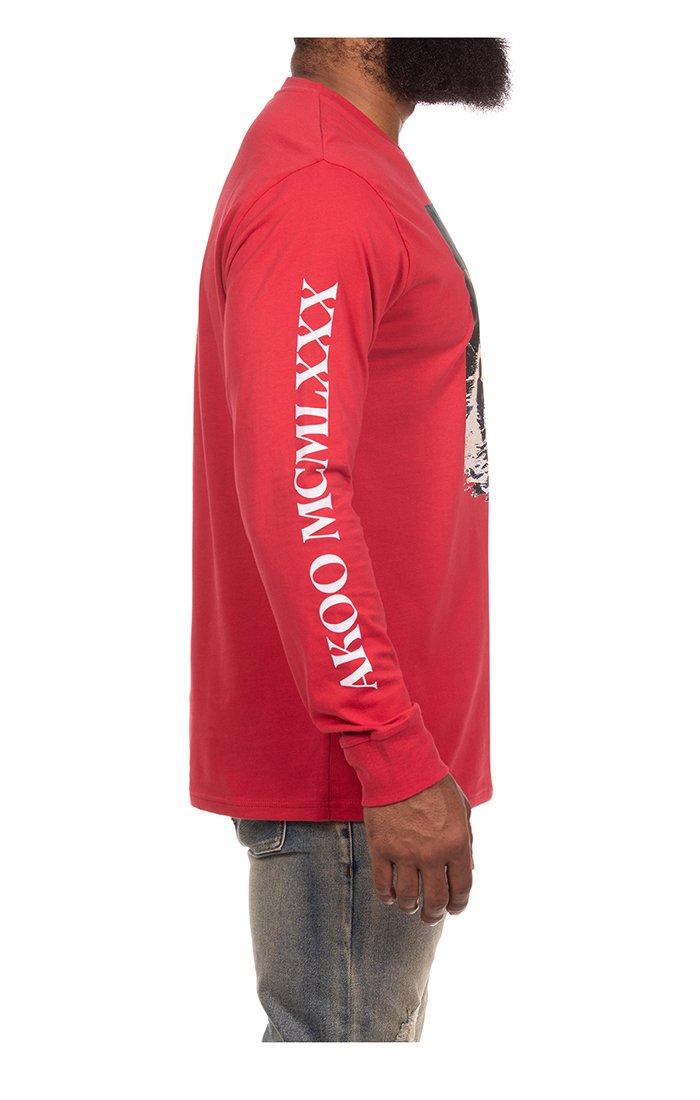 AKOO Men's Valley View Long Sleeve Knit T-Shirt - RED Thumbnail View 4