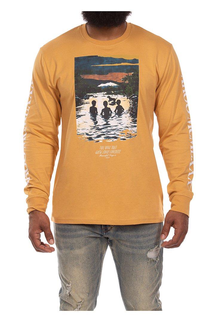 AKOO Men's Valley View Long Sleeve Knit T-Shirt - TAN Thumbnail View 1