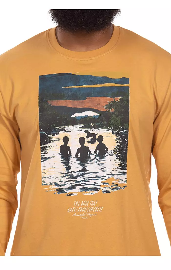 AKOO Men's Valley View Long Sleeve Knit T-Shirt - TAN