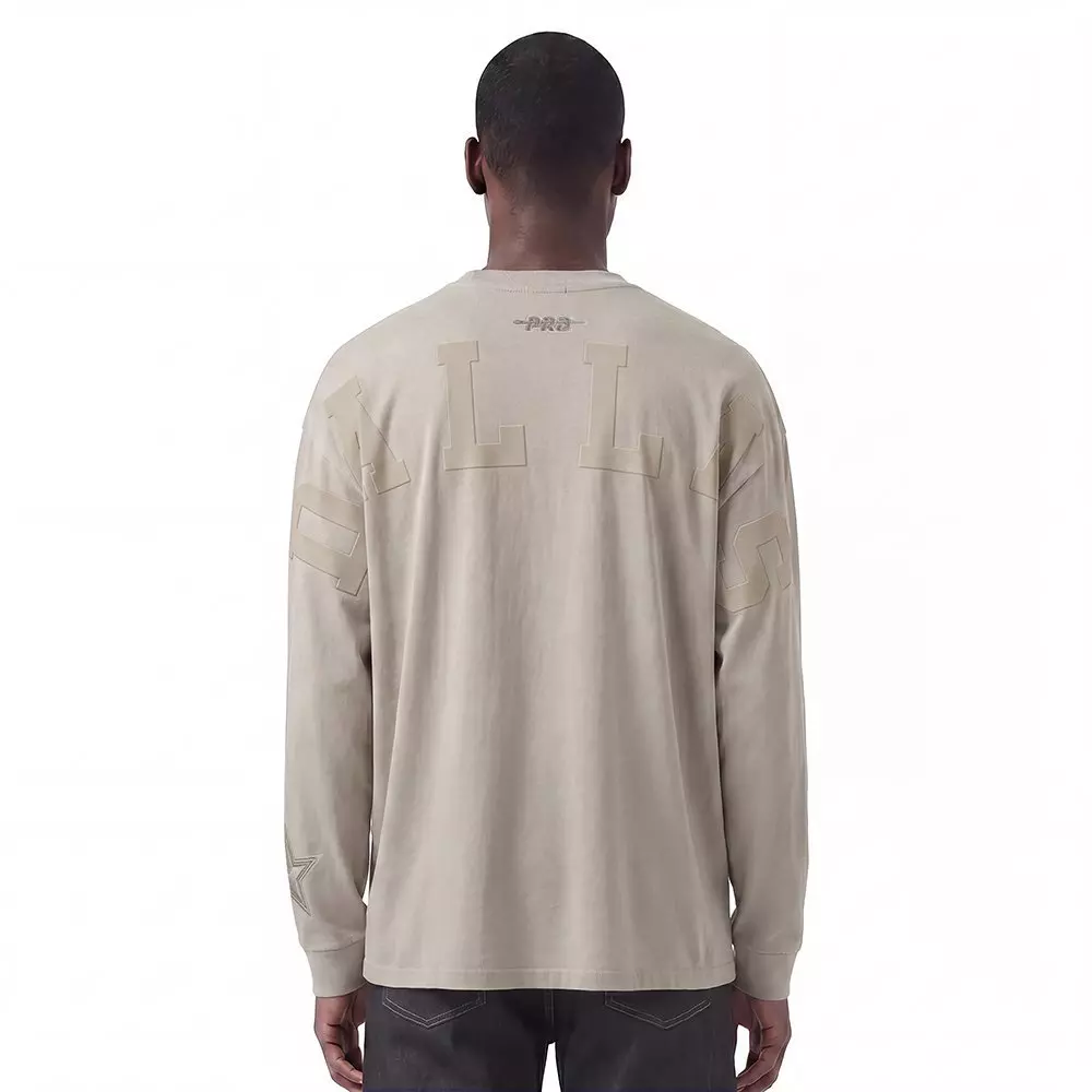 Pro Standard Men's NFL Dallas Cowboys Wingspan Drop Should Long Sleeve Tee - Taupe - TAUPE
