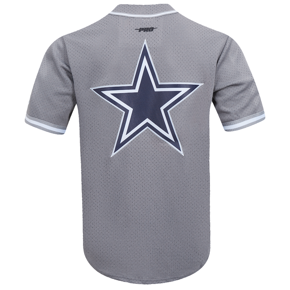 Pro Standard Men's NFL Dallas Cowboys Script Tail Mesh Button Down Shirt - Grey - GREY