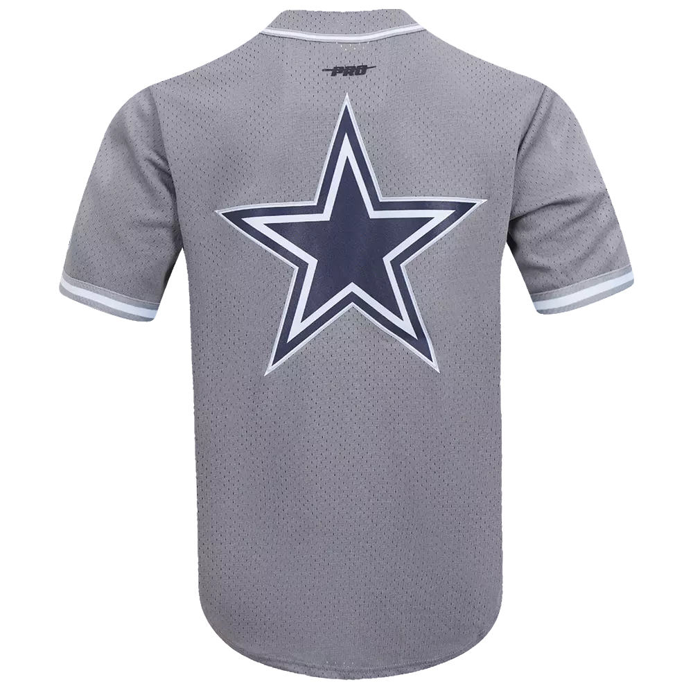 Pro Standard Men's NFL Dallas Cowboys Script Tail Mesh Button Down Shirt - Grey - GREY