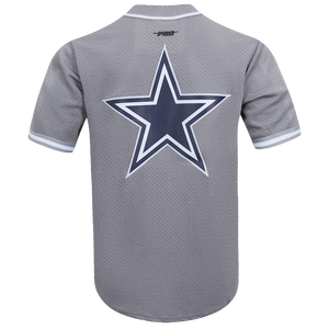 Pro Standard Men's NFL Dallas Cowboys Script Tail Mesh Button Down Shirt - Grey - GREY