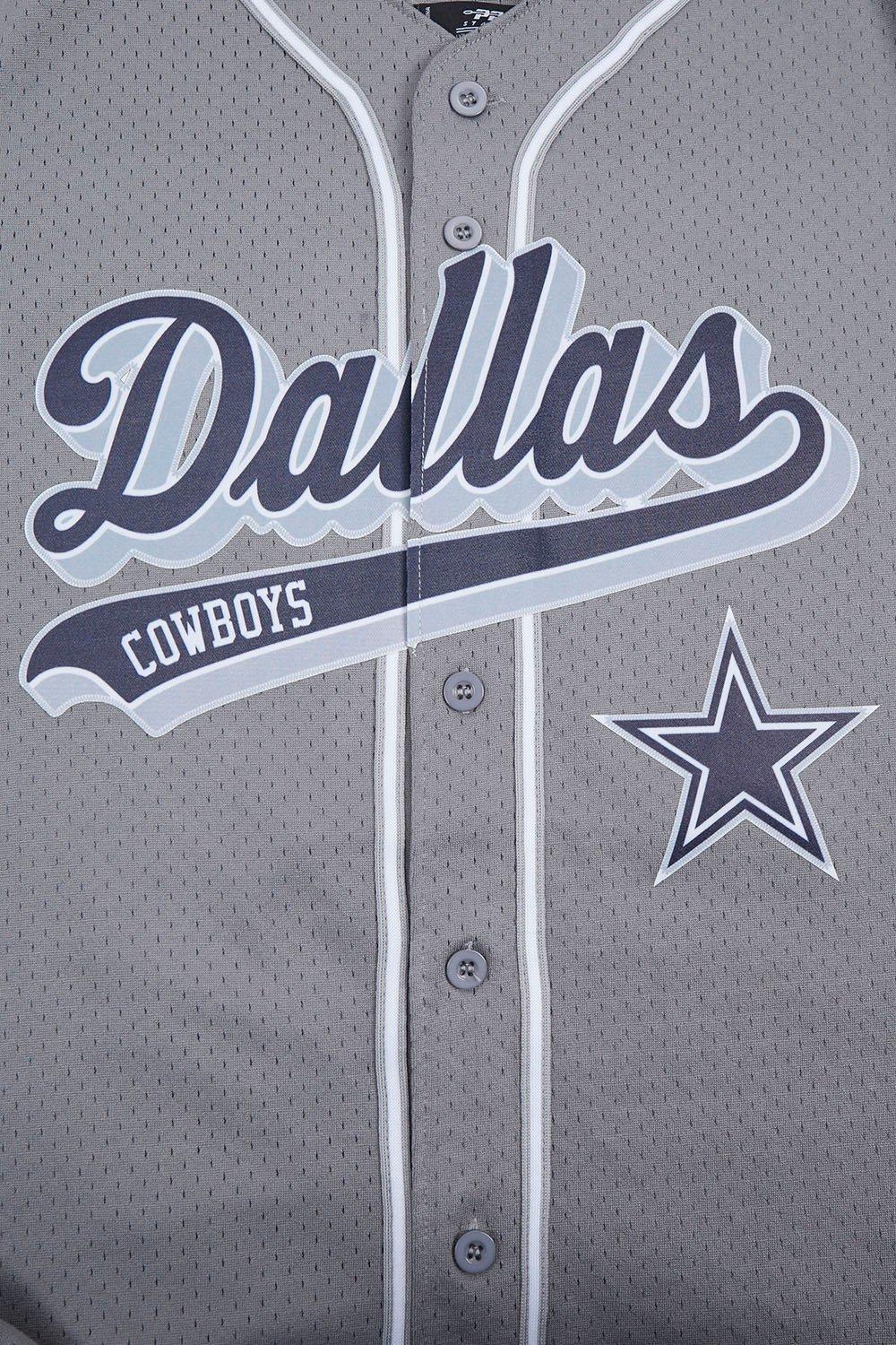 Pro Standard Men's NFL Dallas Cowboys Script Tail Mesh Button Down Shirt - Grey - GREY