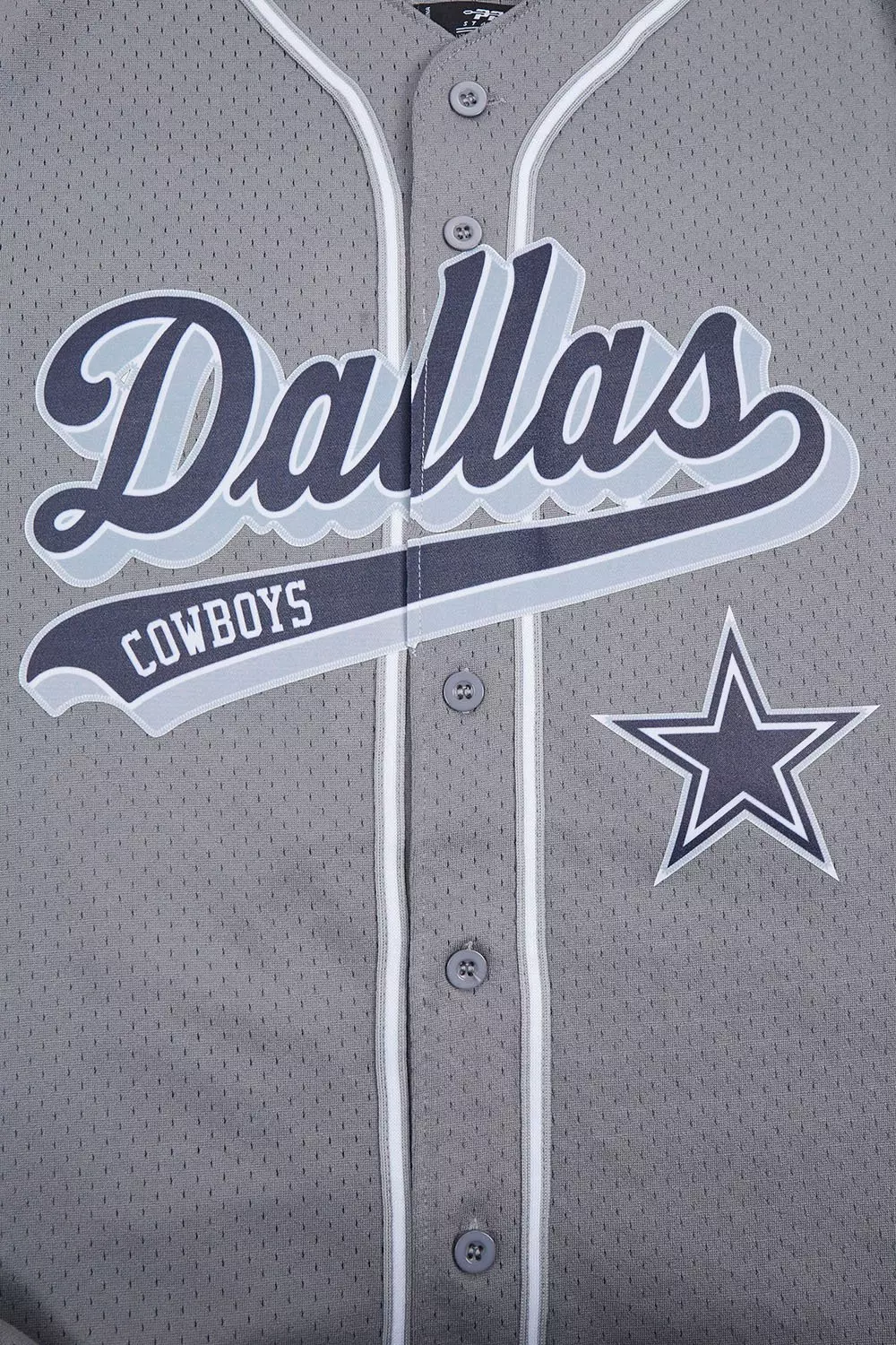 Pro Standard Men's NFL Dallas Cowboys Script Tail Mesh Button Down Shirt - Grey - GREY