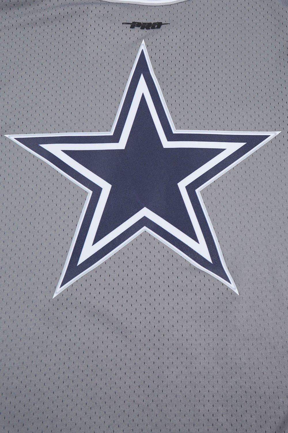 Pro Standard Men's NFL Dallas Cowboys Script Tail Mesh Button Down Shirt - Grey - GREY