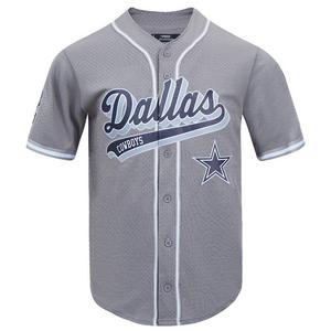 Pro Standard Men's NFL Dallas Cowboys Script Tail Mesh Button Down Shirt - Grey - GREY