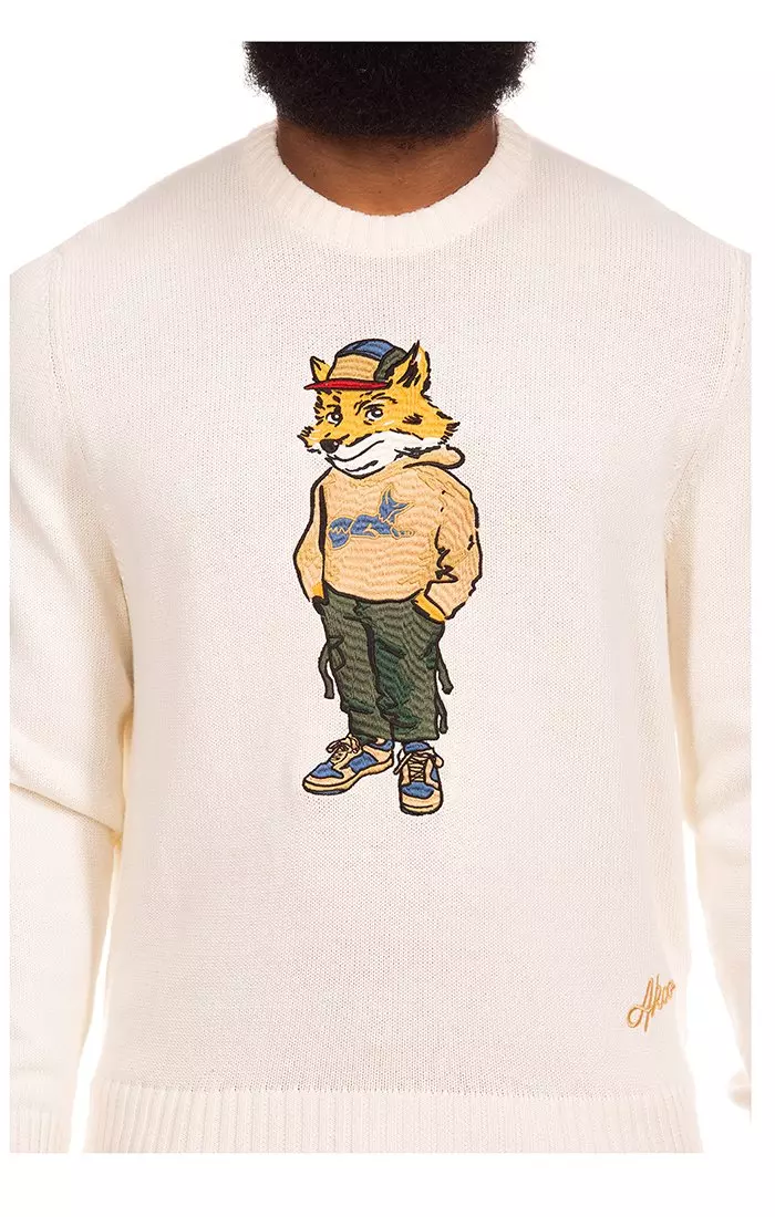 AKOO Men's Fit Check Sweater - WHITE