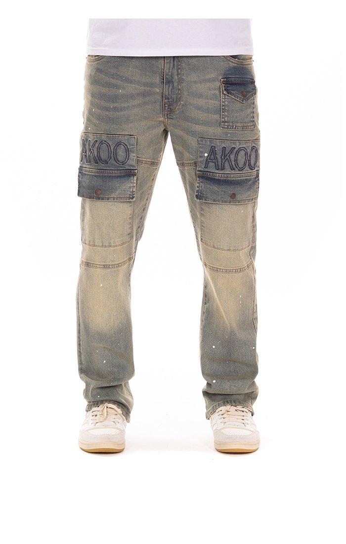 AKOO Men's Beale Relaxed Fit Light Wash Denim Jeans - BLUE Thumbnail View 1
