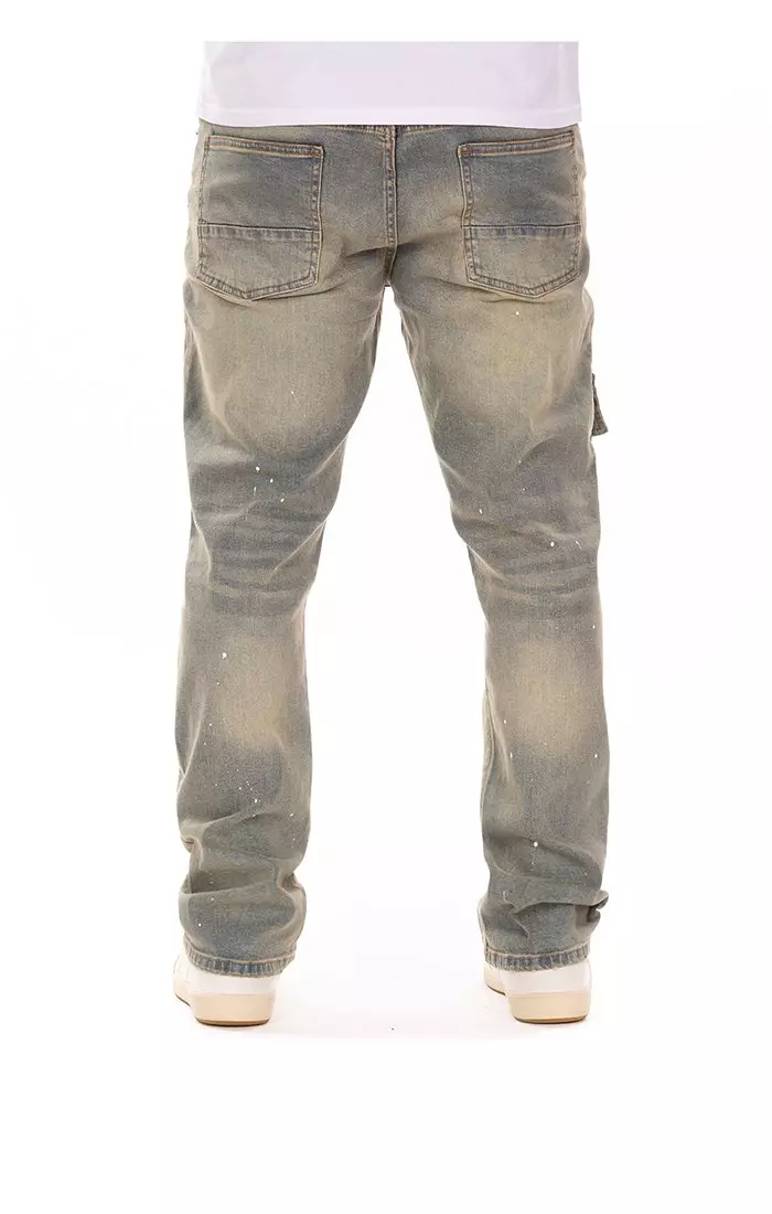 AKOO Men's Beale Relaxed Fit Light Wash Denim Jeans - BLUE