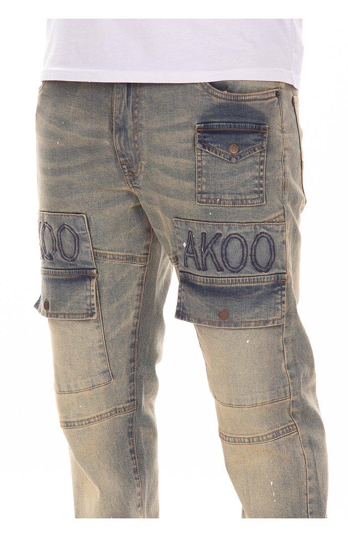AKOO Men's Beale Relaxed Fit Light Wash Denim Jeans - BLUE Thumbnail View 3