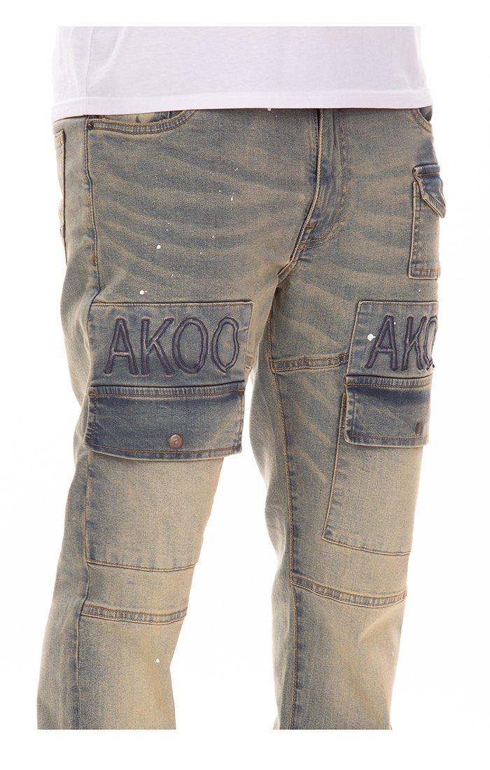 AKOO Men's Beale Relaxed Fit Light Wash Denim Jeans - BLUE Thumbnail View 4