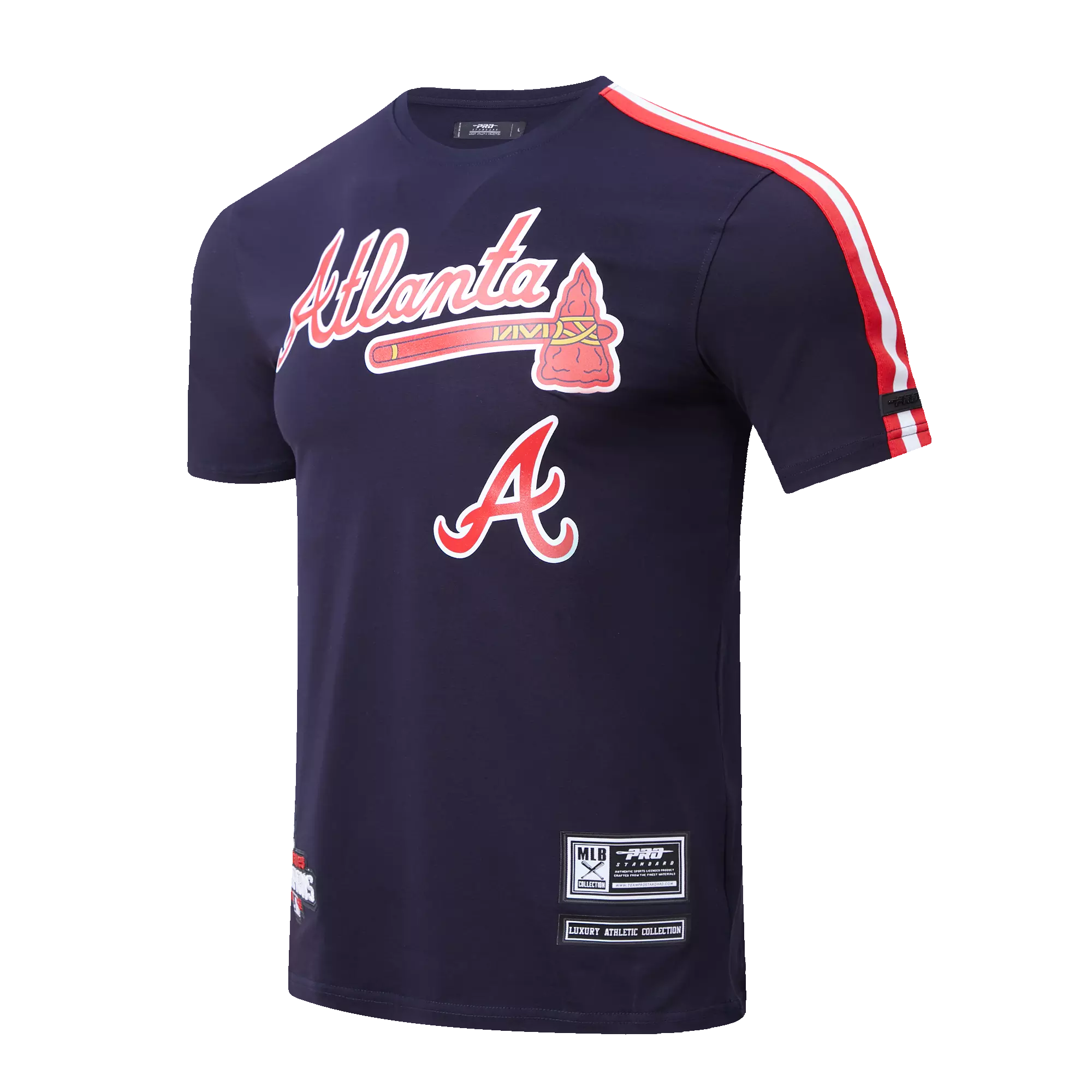 Pro Standard Men's MLB Atlanta Braves Logo Pro Team Taping Top - Navy/Red - NAVY/RED