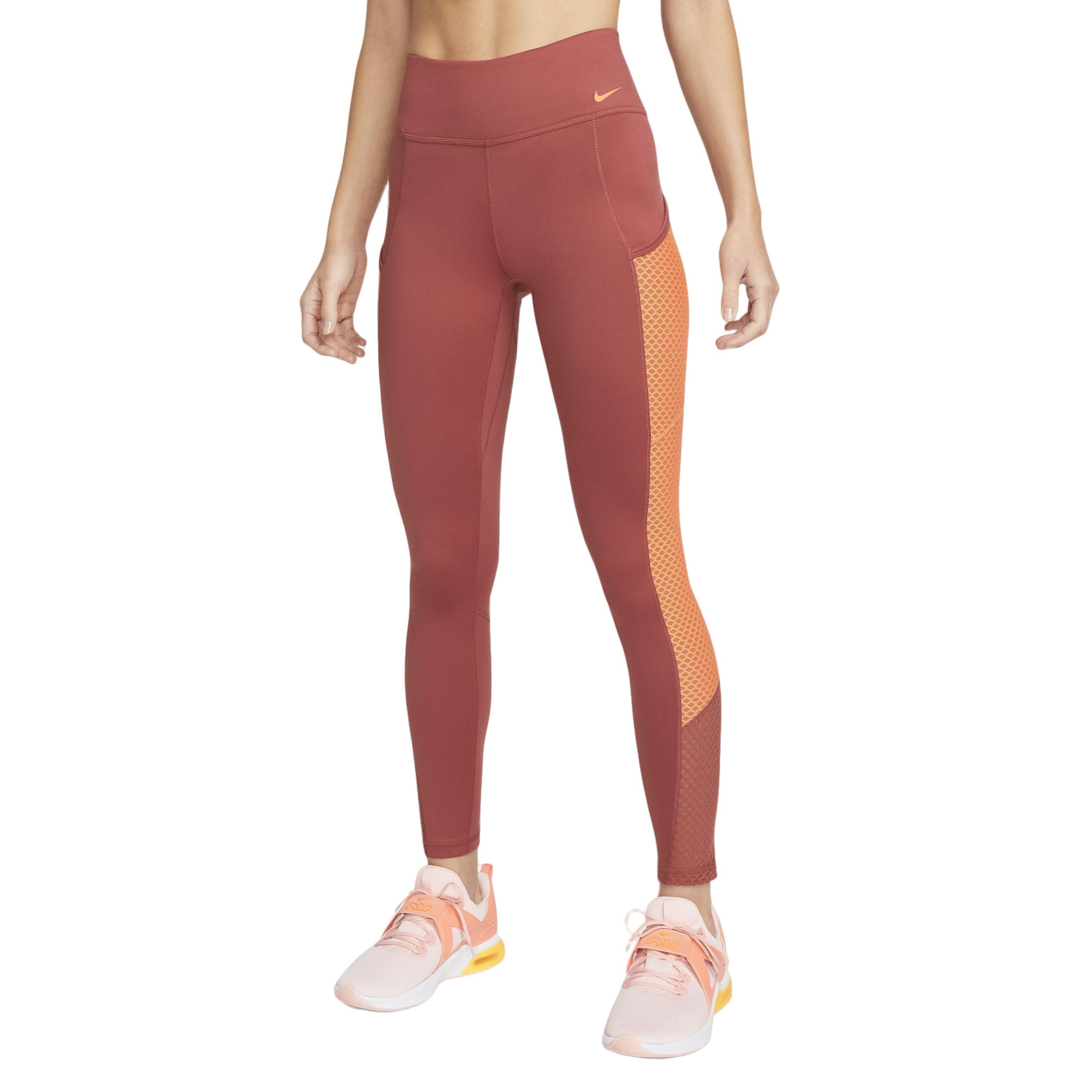 Nike Women's Therma-FIT One Mid-Rise Training Leggings w/Pockets - RUST/ORANGE Thumbnail View 1