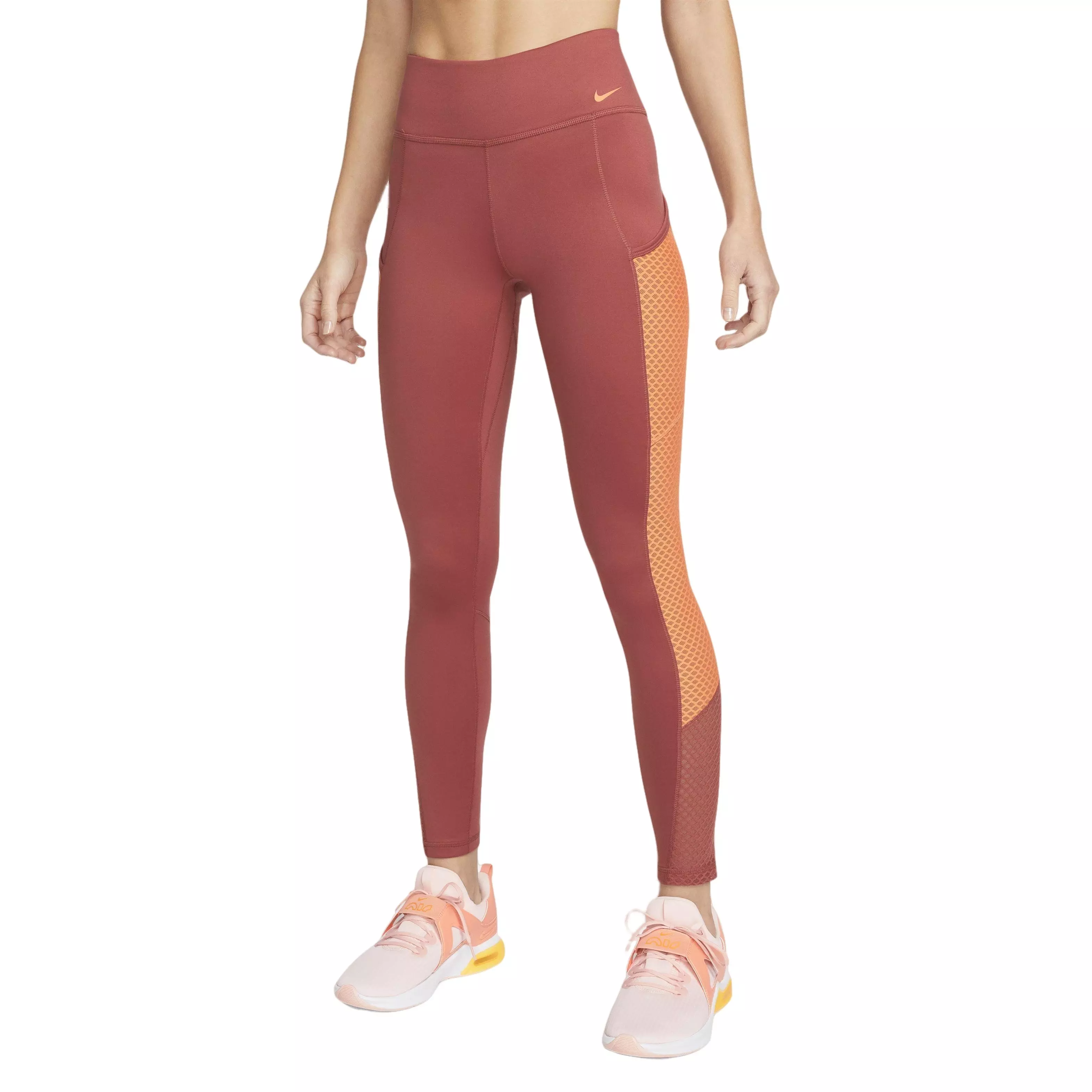 Nike Women's Therma-FIT One Mid-Rise Training Leggings w/Pockets - RUST/ORANGE
