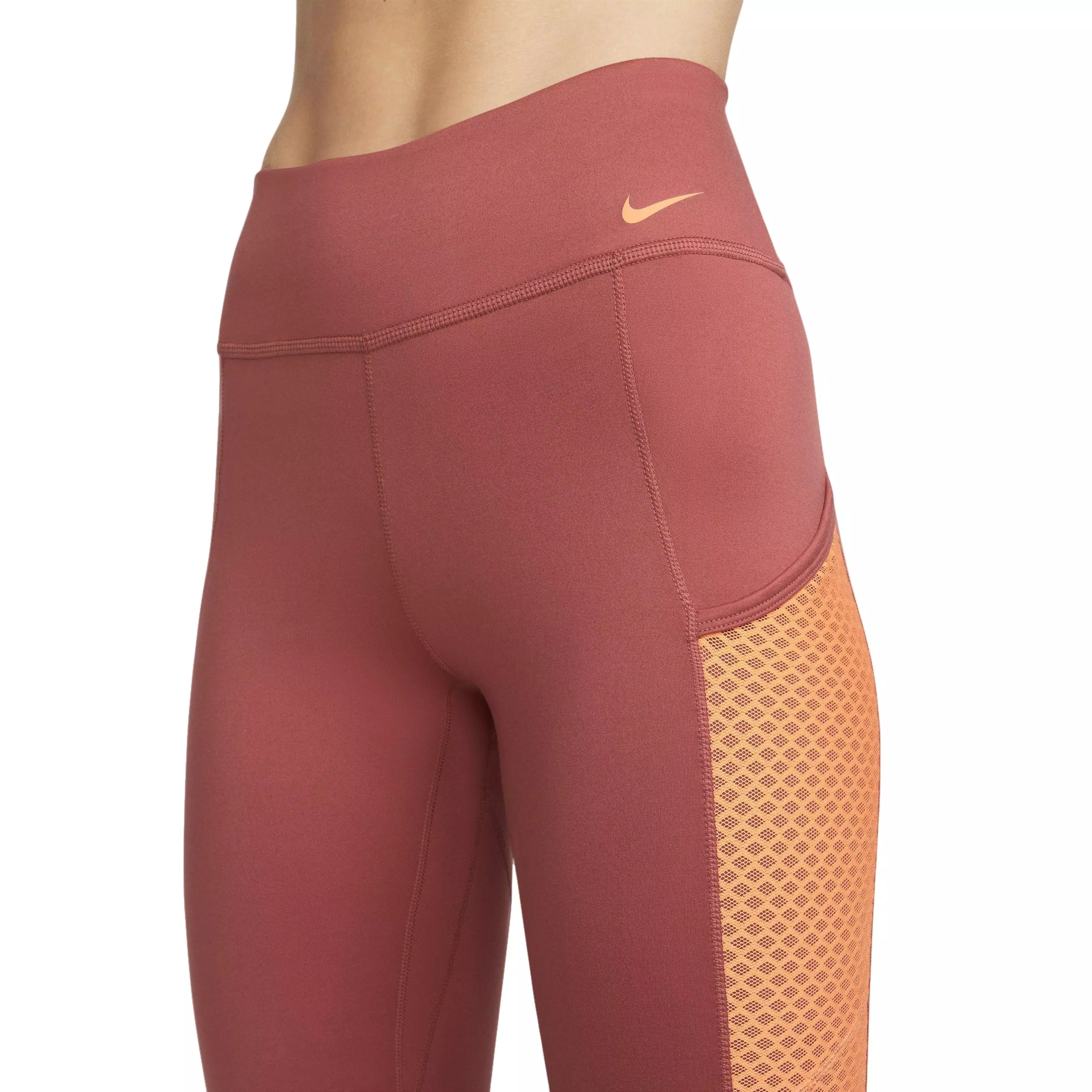 Nike Women's Therma-FIT One Mid-Rise Training Leggings w/Pockets - RUST/ORANGE