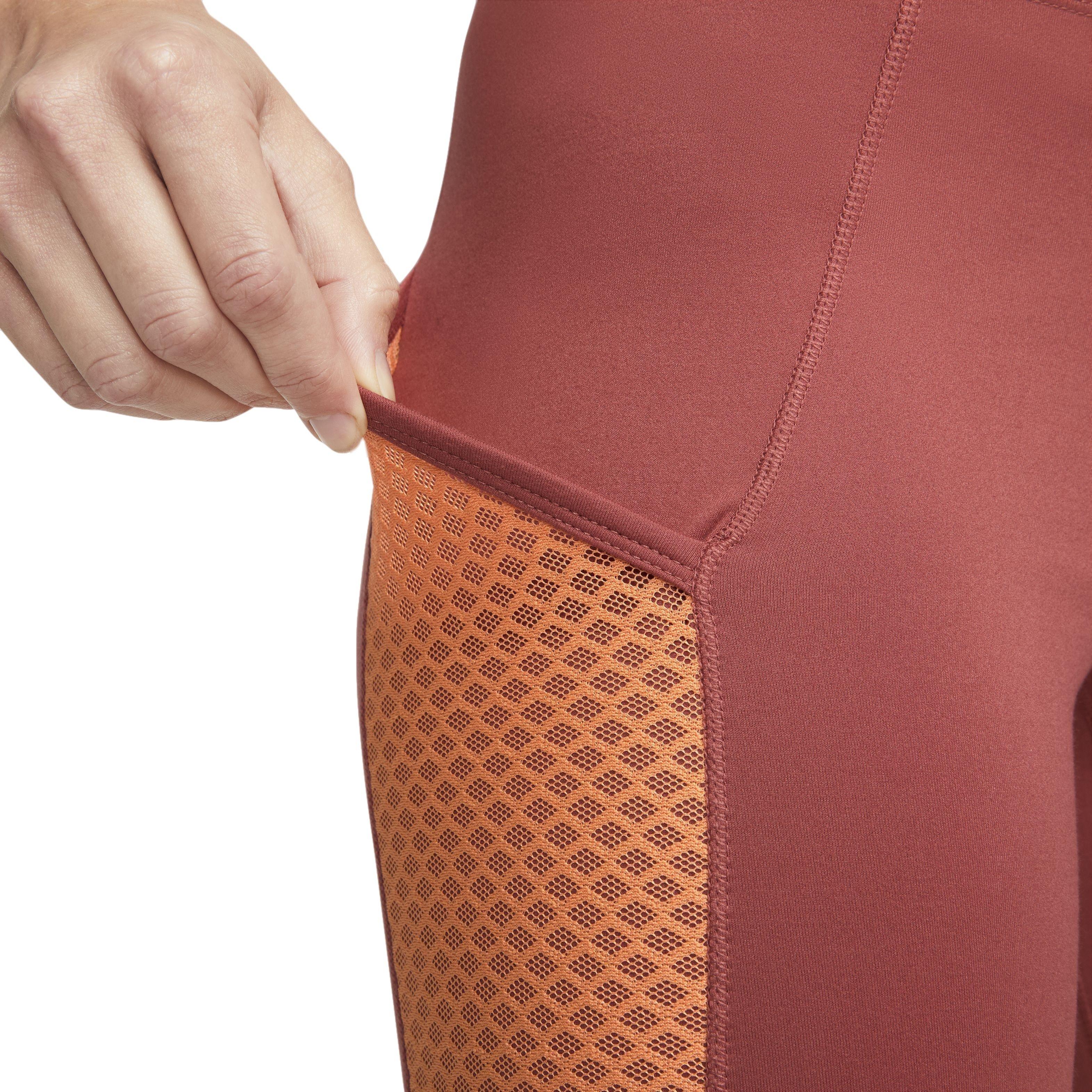 Nike Women's Therma-FIT One Mid-Rise Training Leggings w/Pockets - RUST/ORANGE Thumbnail View 5