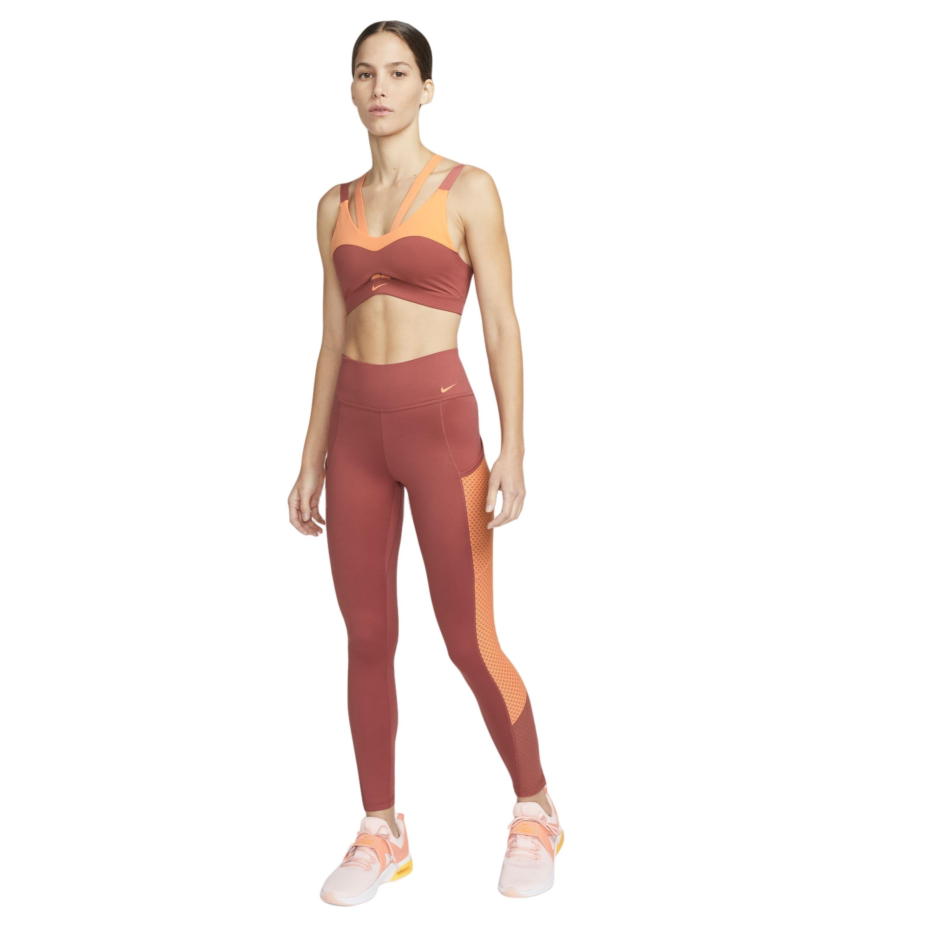 Nike Women's Therma-FIT One Mid-Rise Training Leggings w/Pockets - RUST/ORANGE Thumbnail View 6