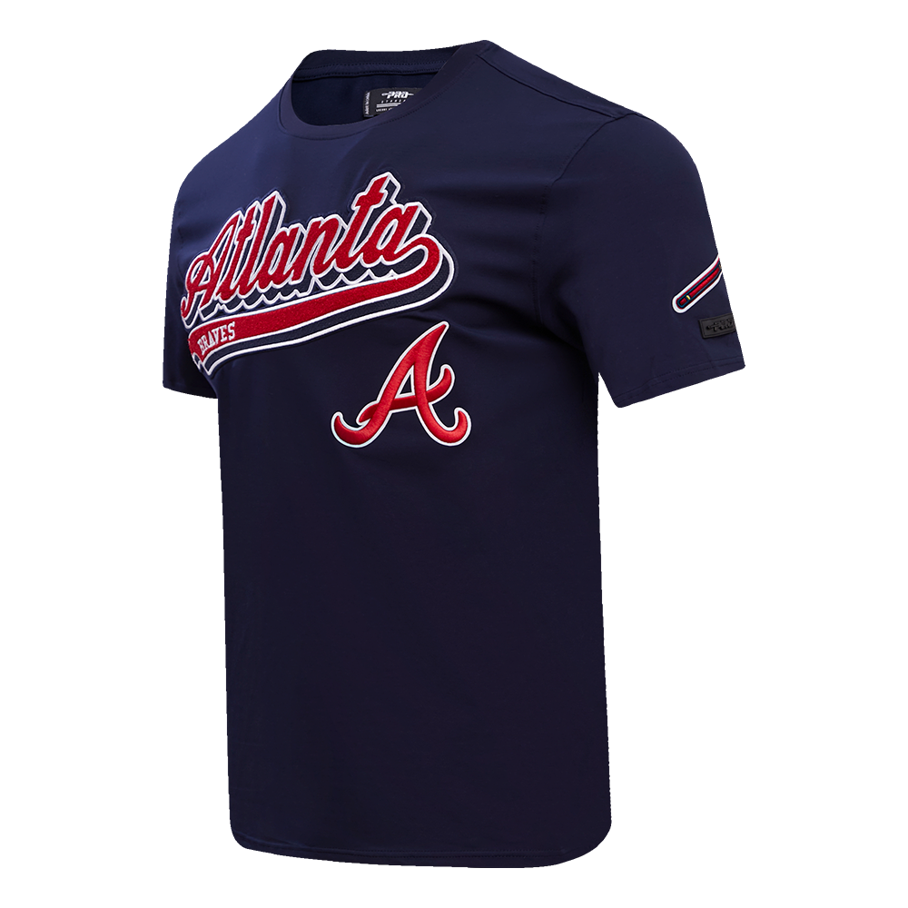 Pro Standard Men's MLB Atlanta Braves Script Tail Tops - Navy - NAVY