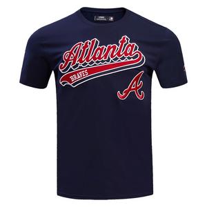 Pro Standard Men's MLB Atlanta Braves Script Tail Tops - Navy - NAVY
