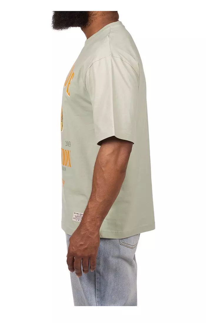 Hustle Gang Men's City Wide Bear Short Sleeve Knit T-Shirt - LT GREEN